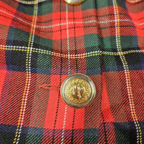 Vintage Versus Gianni Versace Jacket Womens 44 Plaid Wool Gold Button Italy 90s - Picture 2 of 16